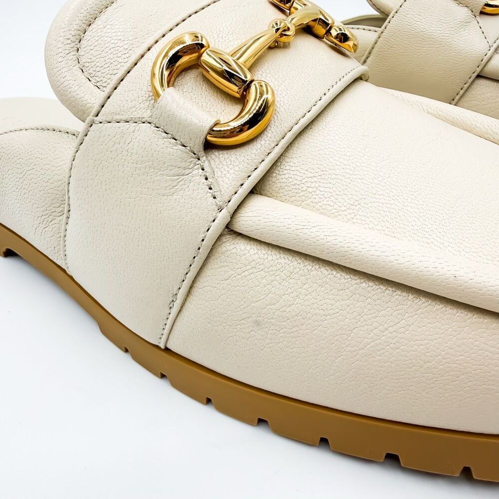 Gucci Airel Horsebit Leather Mules Ivory Loafer Slides EU 40 US 10 - Picture 3 of 11